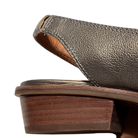 LUCKY BRAND Safello Leather d'Orsay Pewter Asymmetric Slingback Sandals  Size 9 - Picture 14 of 15